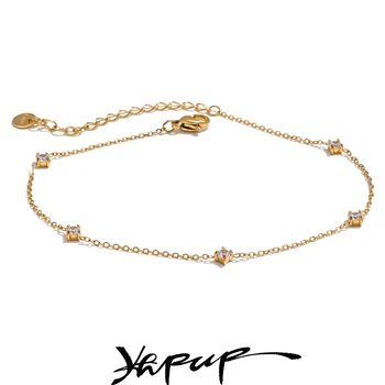 Yhpup Stainless Steel Cubic Zirconia Necklace Anklet Bracelet Rust Proof Attractive Classic Bling Chic Thin Chain Jewelry 1