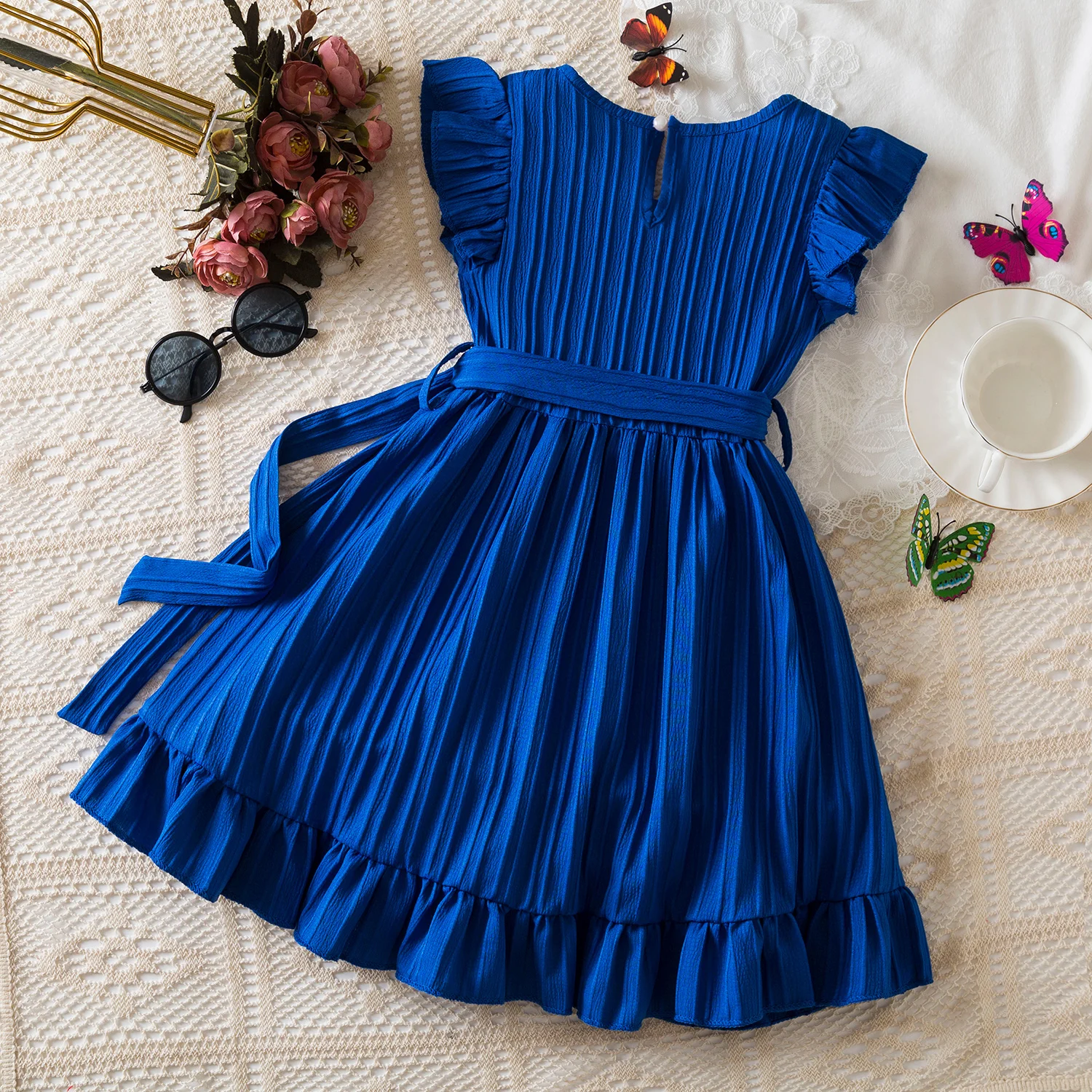 Flower Kids Dresses for Girls Summer Sleeveless Princess Birthday Party Christmas Costume Children Ruffles Casual Clothes 3-8Yrs