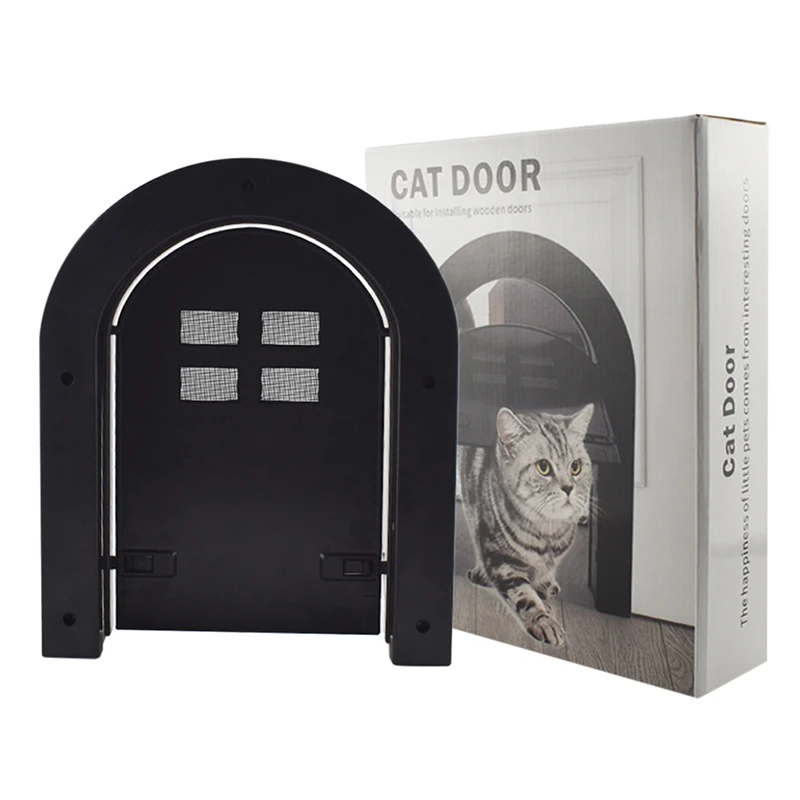 Pet Door 1pc Abs Plastic Pet Cat Dog Screen Door Free Entry Magnetic Door With Window Pet Accessories For Wooden 24x4x29cm Flap cat door pet door