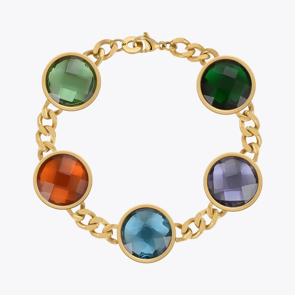 

ENFASHION Colorful Glass Bracelet For Women Trending Products Pulseras Mujer Bracelets Stainless Steel Fashion Jewelry B222297