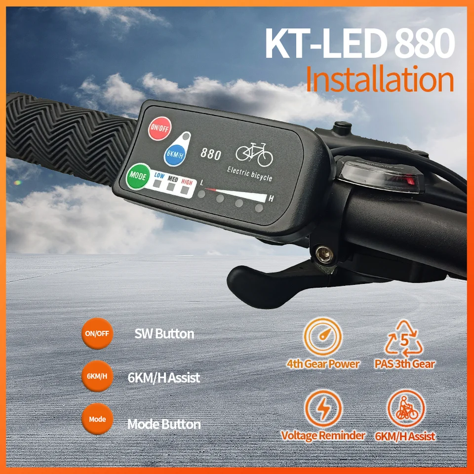 Display LED Per Bici Elettrica KT-LED880 – Compatibile Con Controller KT, 36V/48V, Mostra Velocità, Batteria, Km E Codici Errore