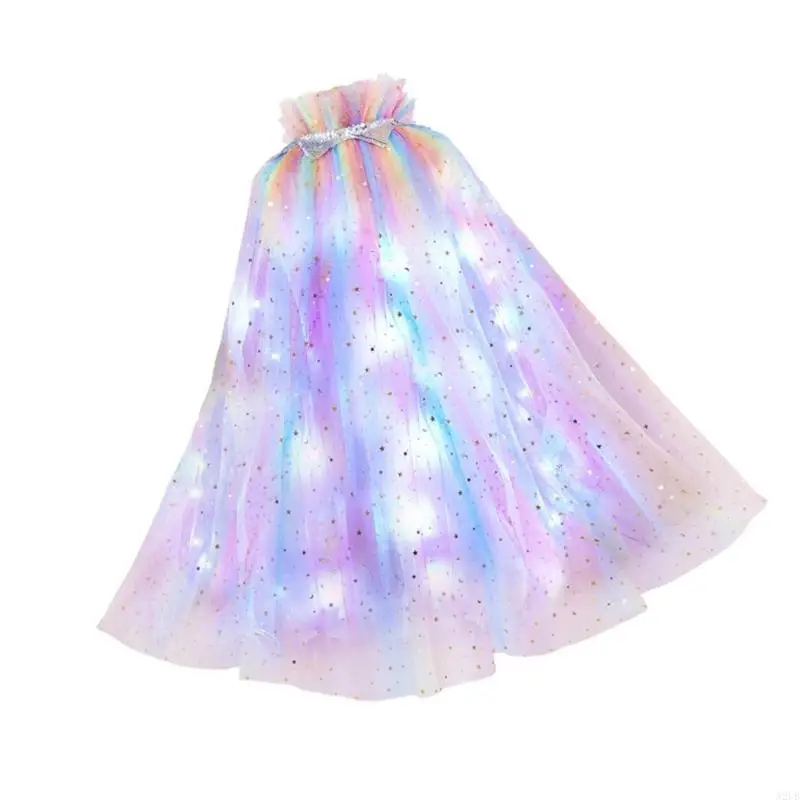 Funkelnder LED-Umhang für Mädchen, Prinzessinnen-Thema, leichtes Netz, perfekt für Geburtstagsgeschenke, Höhe 110 bis 140 – Detail 3