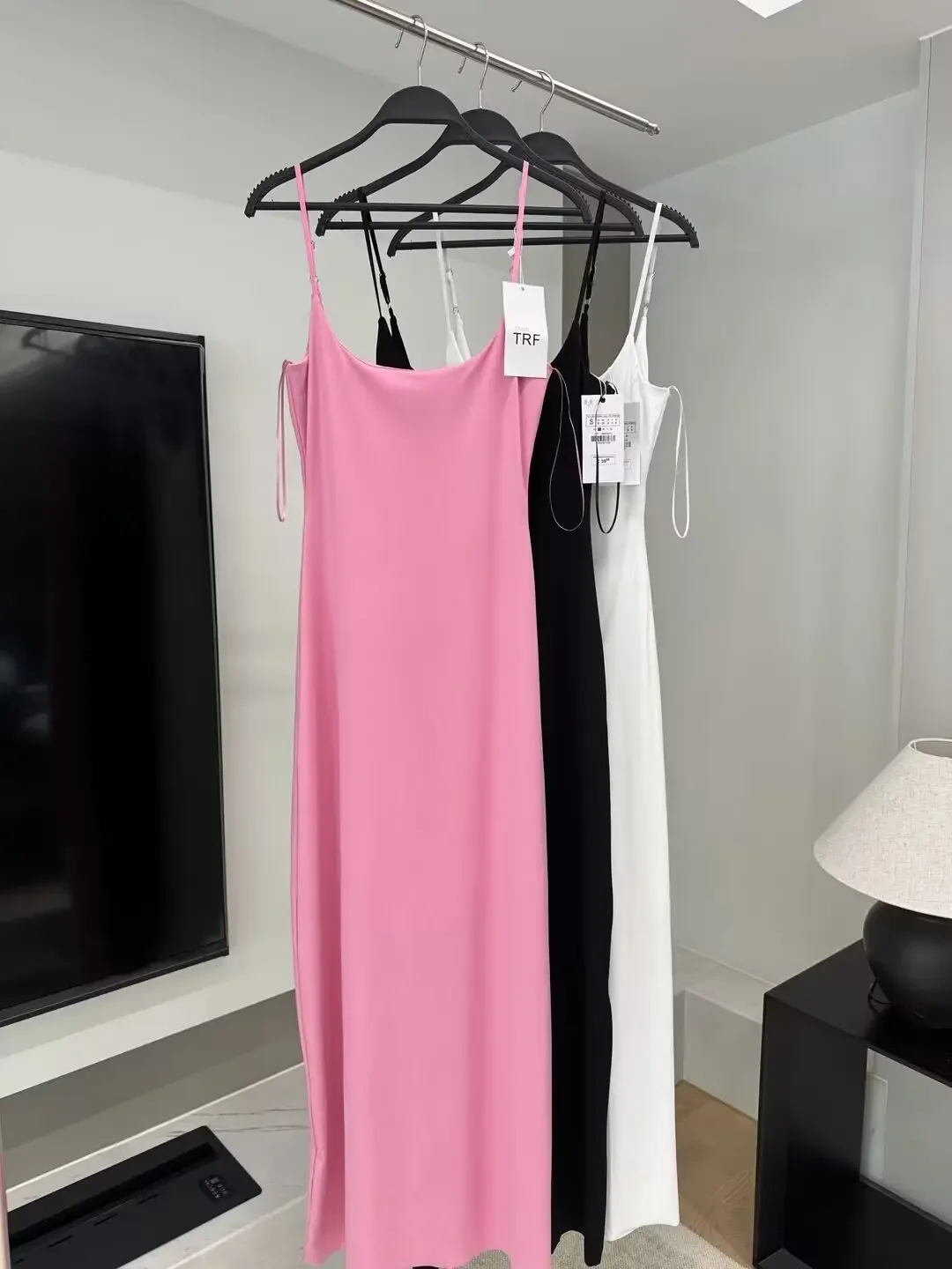 

Women's summer new fashion lace up decoration slim fit drape O Neck suspender midi dress retro backless women's dress Mujer