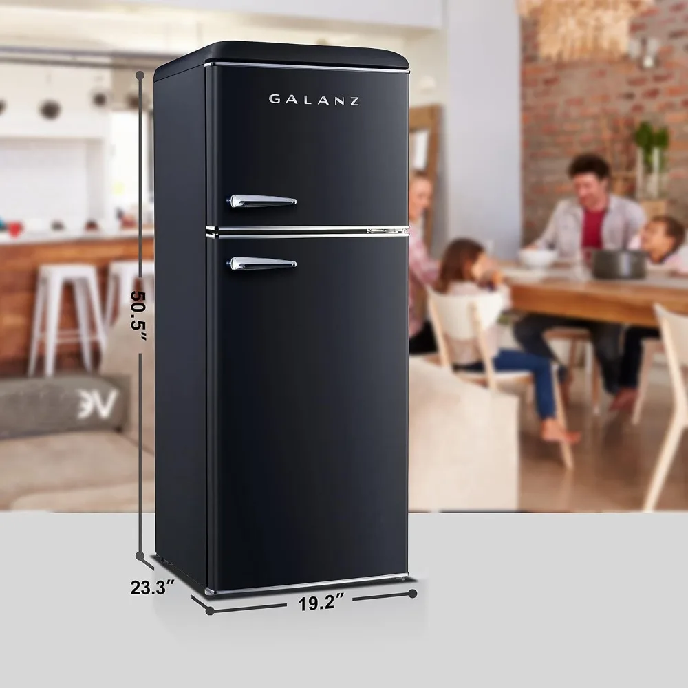 Retro Compact Refrigerator with Freezer Mini Fridge with Dual Door, Adjustable Mechanical Thermostat, 4.6 Cu Ft