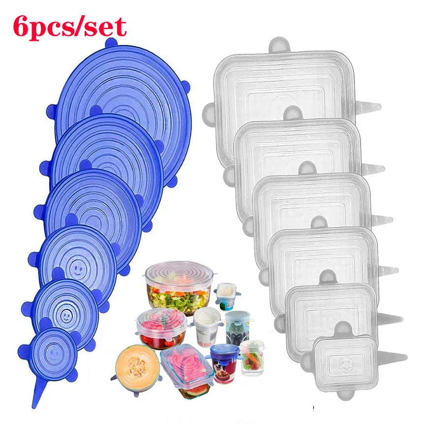 Silicone Cover Stretch Lids 6pcs/set Food Wrap Covers Keeping Fresh Seal Bowl