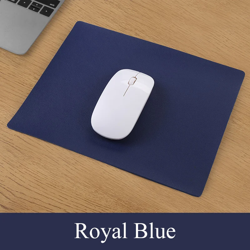 Deluxe Solid Color PU Leather Waterproof Mouse Mat, Anti-slip, 23x19cm - Stylish Desk Accessory