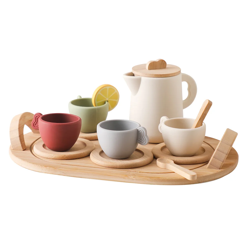 

Afternoon Tea Toys Miniature Decorations Kids Tableware You Can Teaware Tiny House Making Time Playset with Tray