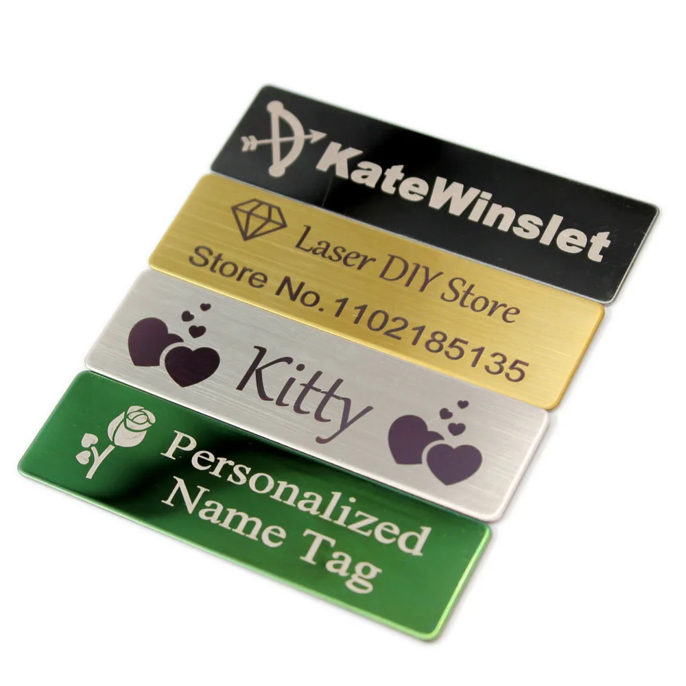 7x2CM Engraved Your Logo Name Plate Customize Badges Personalized Identification Brooch Pin Magnet Double Sided Tape ID Name Tag identification