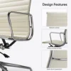 Ribbed Office Chair Meeting Chairs Mid Back Top Black Grain Leather Desk Chair Swivel Chair Adjustable Ergonomic Computer Chairs 4