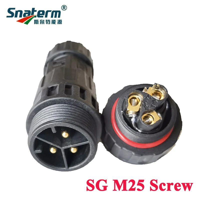 SG 시리즈용 3 핀 M25 M19 커넥터, 케이블 연결용 마이크로 인버터 암수 커넥터, 200W, 700W, 1000W, 1200W, 1400W