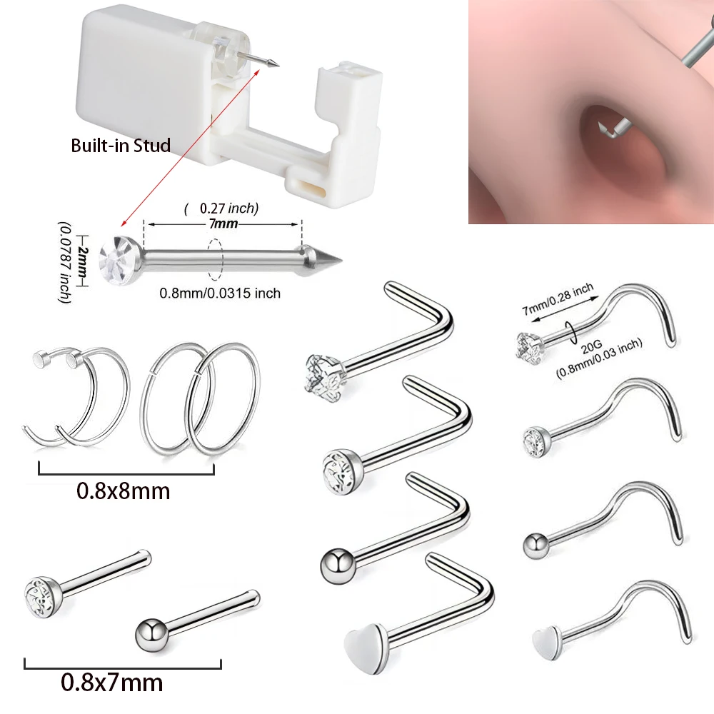15Pcs Safe Disposable Sterile Piercing Unit For Gem Nose Studs New