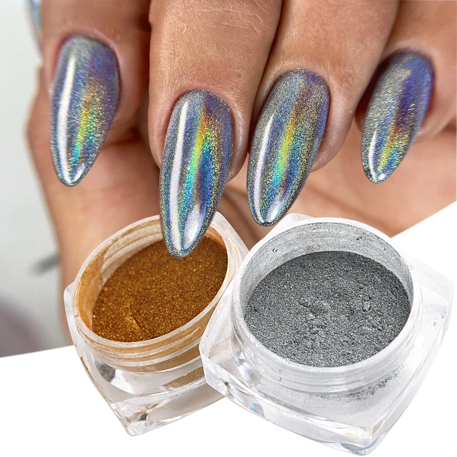 Holographic Nail Powder Gold Silver Reflective Glitter Chrome