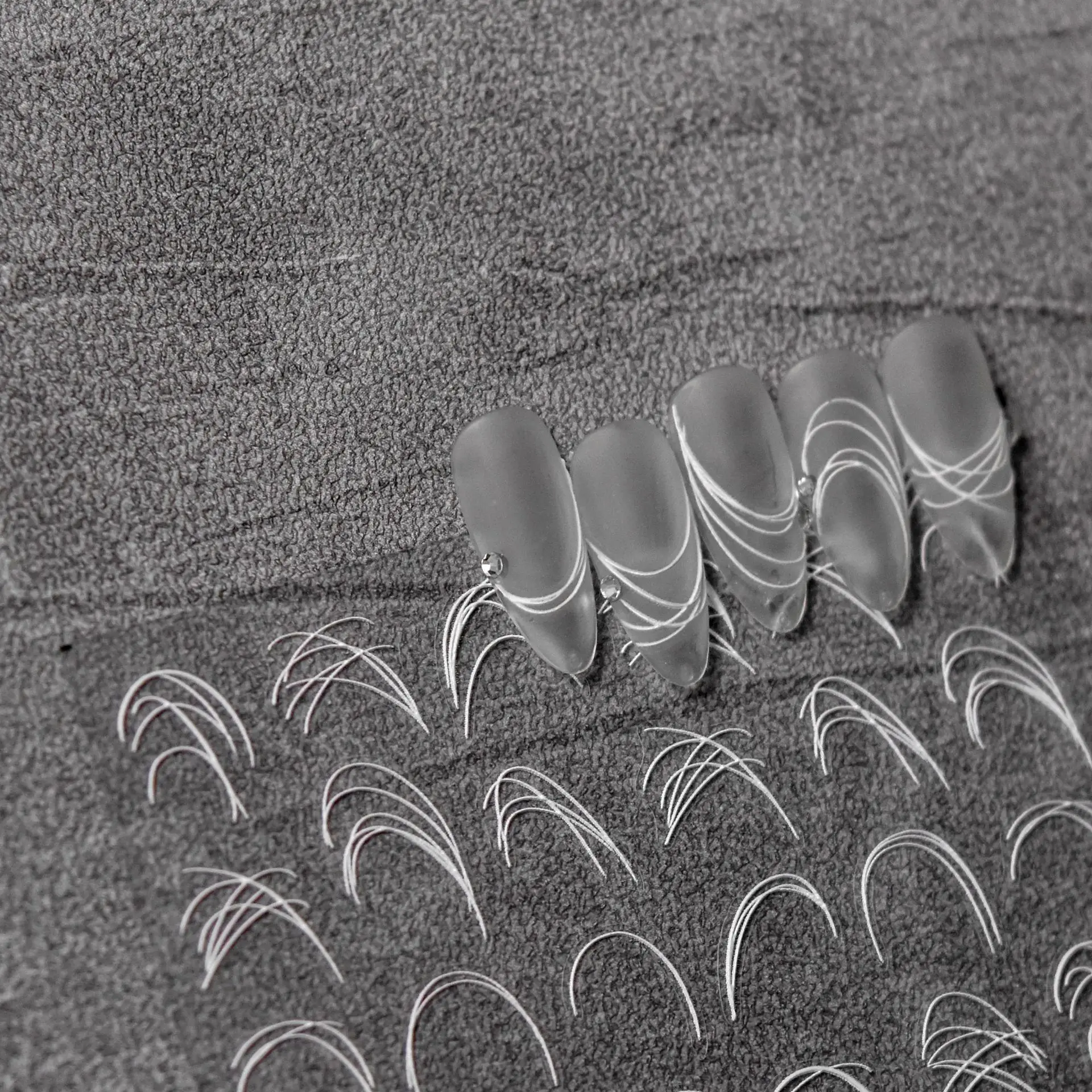 엠보싱 네일 스티커 5D 일본 레트로 네일 아트 스티커 화이트 프렌치 라인 접착..