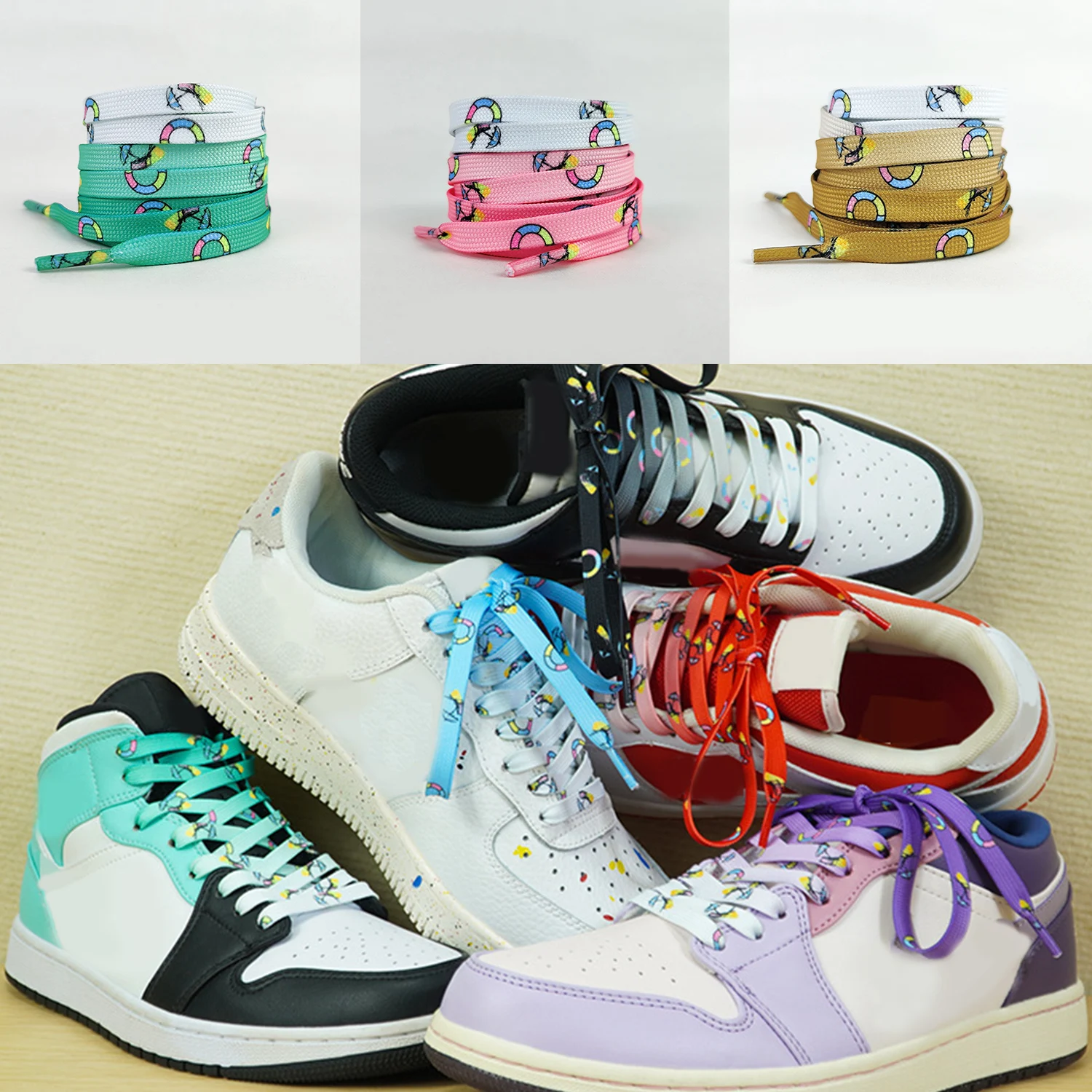 

New 120cm Colorful Shoelaces Cartoon Printing Fashion Unisex Flat Shoe Laces High-top Canvas Sneakers Shoelace Sports Shoelaces