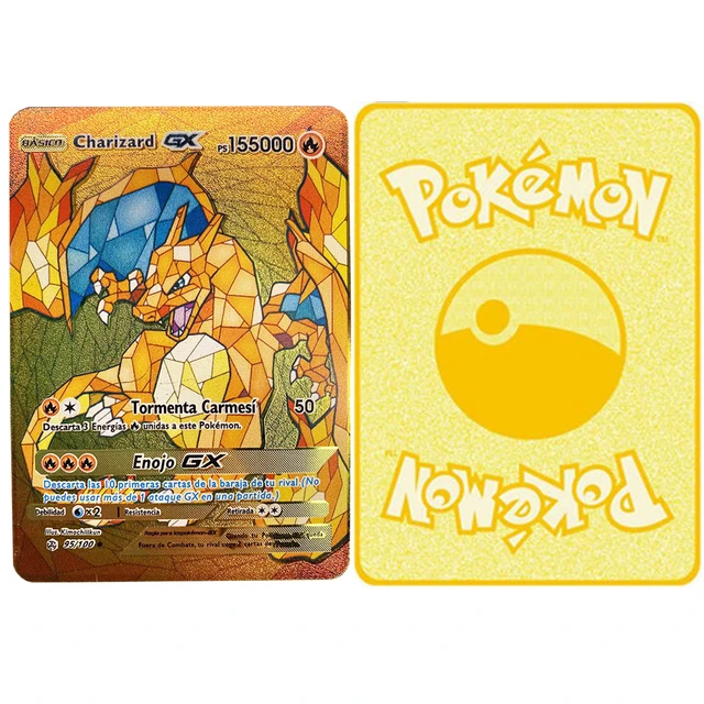 Spanish Pokemon Metal Card Pokémon Letters V VMAX Charizard GX Pikachu  cartas pokemon español Collection Gold Cards Kid Toy Gift