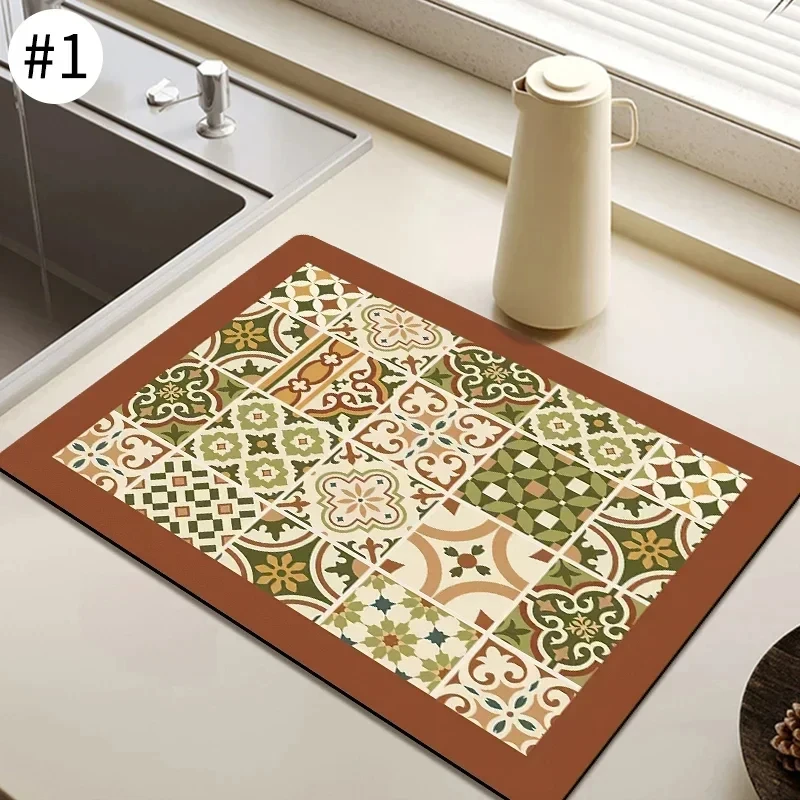 Floor Mat VIKAMA American Retro Printing Diatomite Bathroom Doorway Kitchen Non-slip
