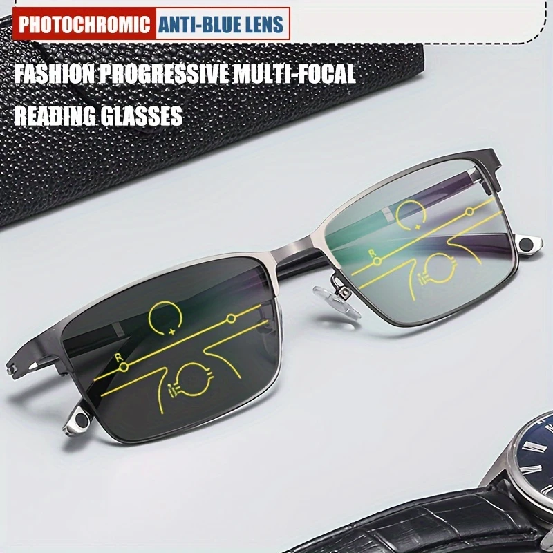 Progressive Multifokale Lesebrille High-Definition Photochrome Brille Männer und Frauen Anti Blau Licht Presbyopie Brille
