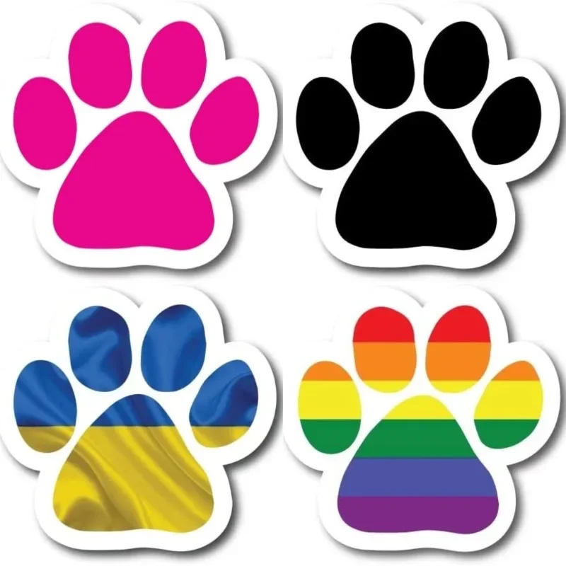 Personalized Customization Pink Pawprint Decal Heavy Duty Automotive Waterproof Reflective Sunscreen Car Accessories