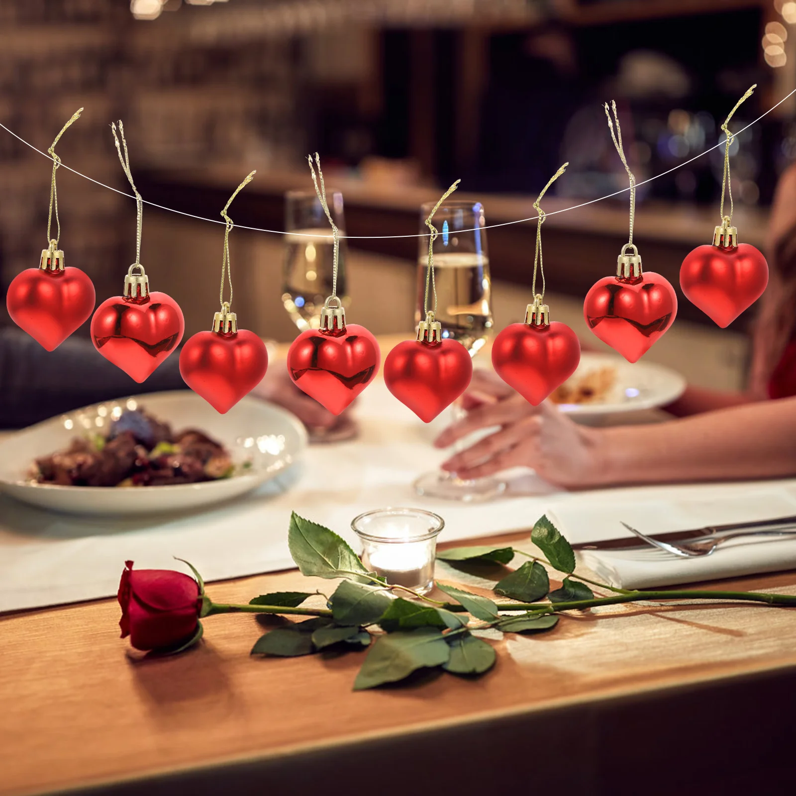 

12 Pcs Heart Shaped Ball Pendant Decorations Door Baubles Hanging Plastic Ornaments Heart-shaped Valentines Day Gifts For Her