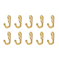 Set of 10 Vintage Bronze Wall - Mounted Single Prong Hooks - Retro Mini Size Hangers for Clothes, Keys, Hats, Towels, and Robes (Golden)