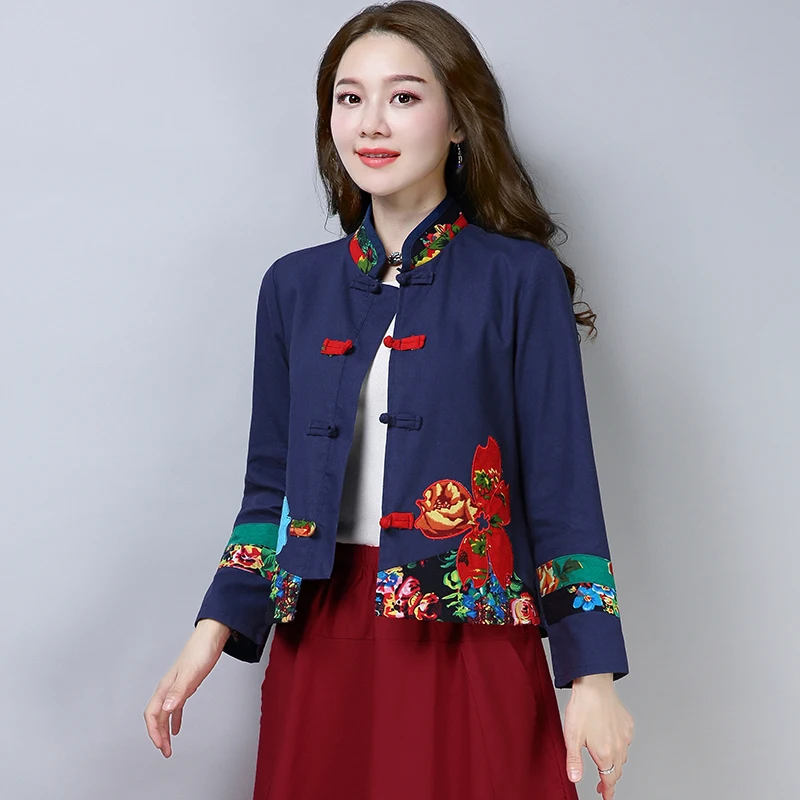 Chinese Dress Traditional Women Mandarin Collar Oriental Linen Blouse Shirt