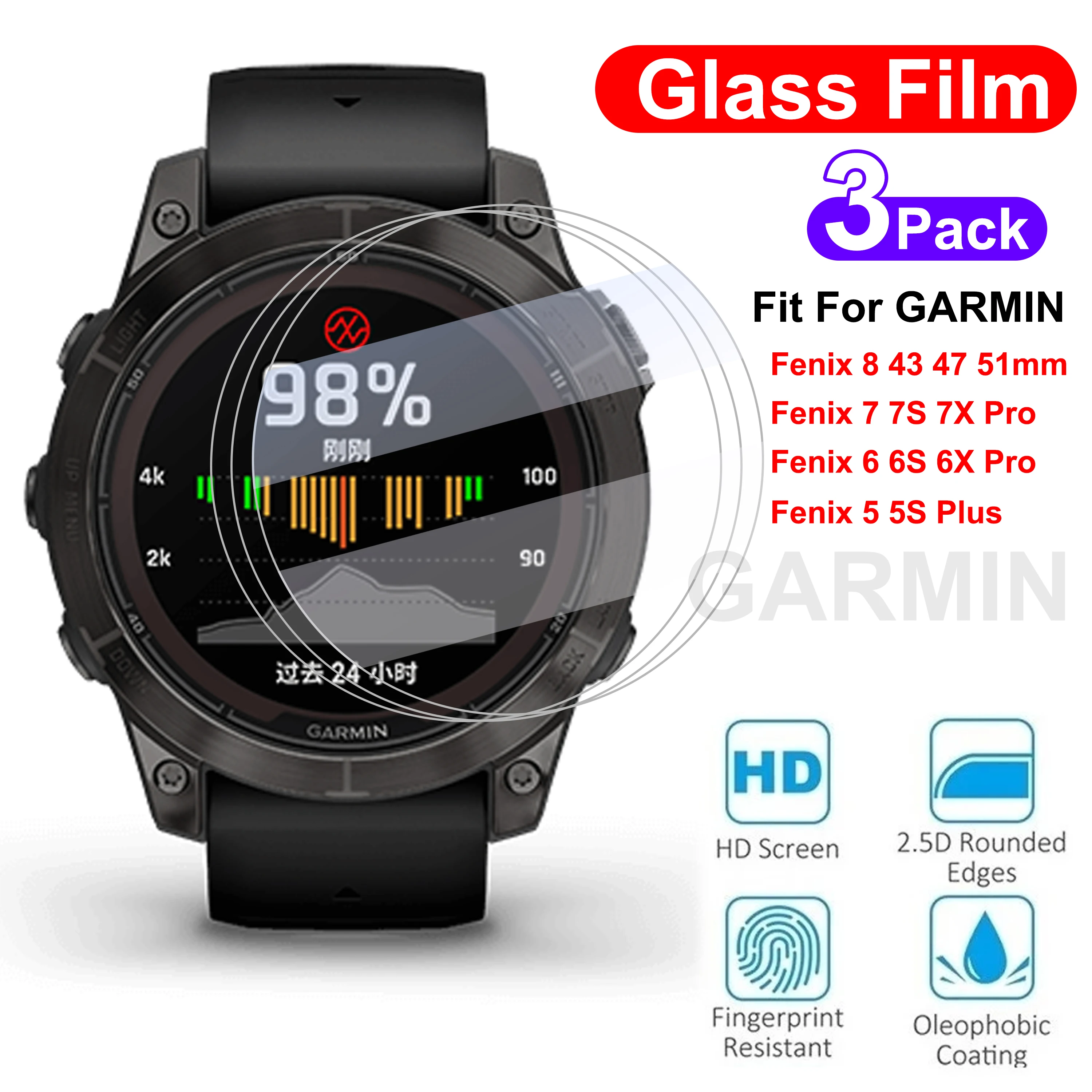 Premium Protective Glass Screen Protector for Garmin Fenix Series Watches
