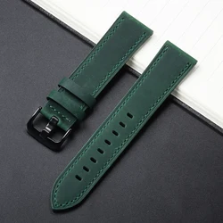Vintage Retro Genuine Leather Quick Release Watch Band - Soft Strap Accessories - 22mm (Green)