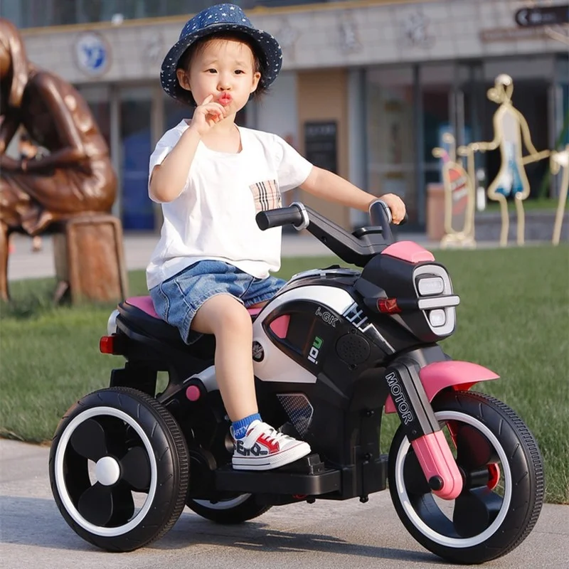 Children Drive Rechargeable Electric Motorcycle Tricycle Outdoor Toys Car 1-6 Years Old Game Riding Stroller for Kids Ride On