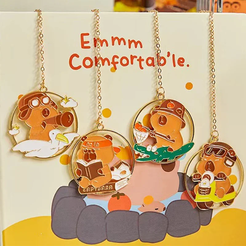 Capybara Cartoon Metal Hollow Bookmark notebook Pendant Cute Stationery Book Clip Pagination Mark Pretty birthday gift
