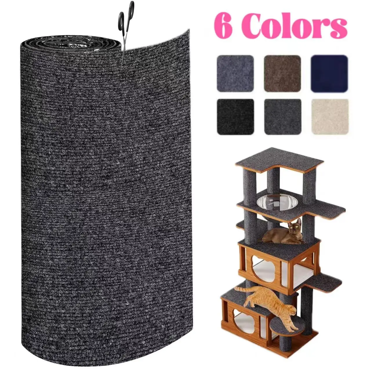Cat Scratching Mat Self-Adhesive Mat Cat Carpet Trimmable Scratching Post Carpet Scratch Furniture Protector Toys