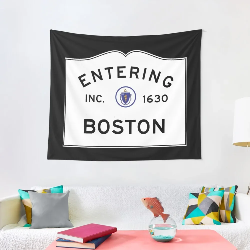 

Entering Boston - Commonwealth of Massachusetts Road Sign Tapestry Living Room Decoration Home Decorating Room Design Tapestry