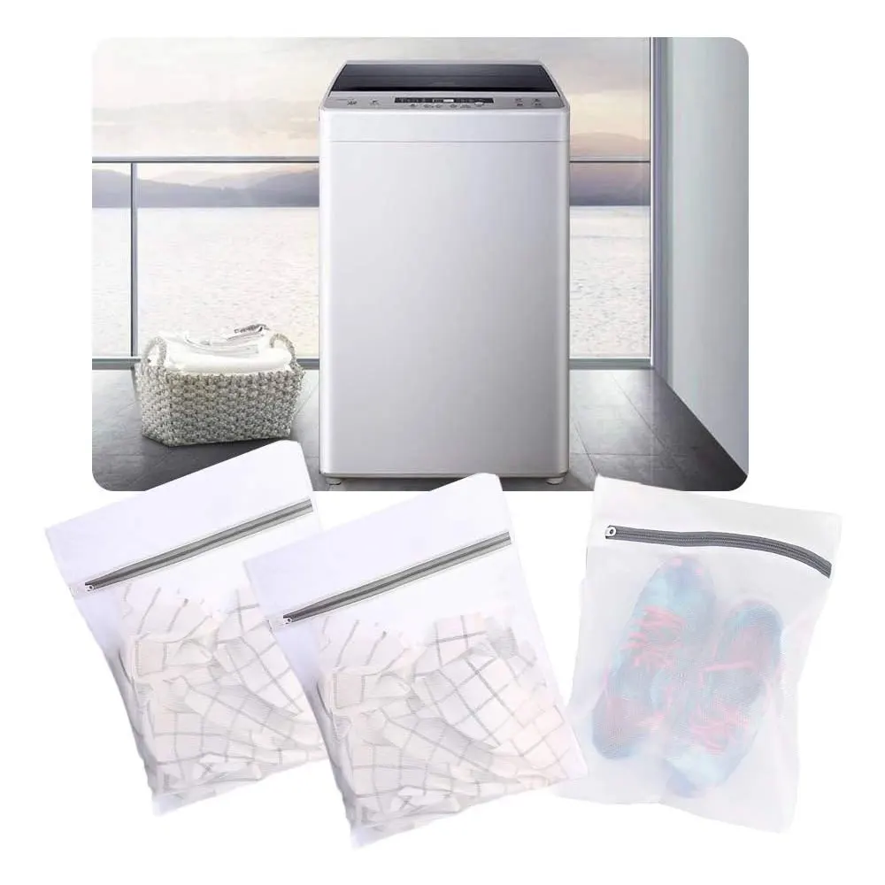 1PC White Durable Large Washing Laundry Bag Mesh Organizer Net Dirty Bra Socks Underwear Shoe Storag Wash Machine Cover Clothes