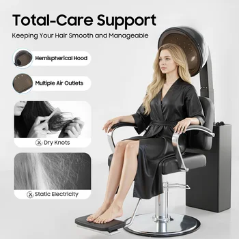 1200W Hooded Hair Dryer with Adjustable Stand, 3 Heat Settings & 0-60min Timer for Home/Salon Use – Fast, Even Drying 1