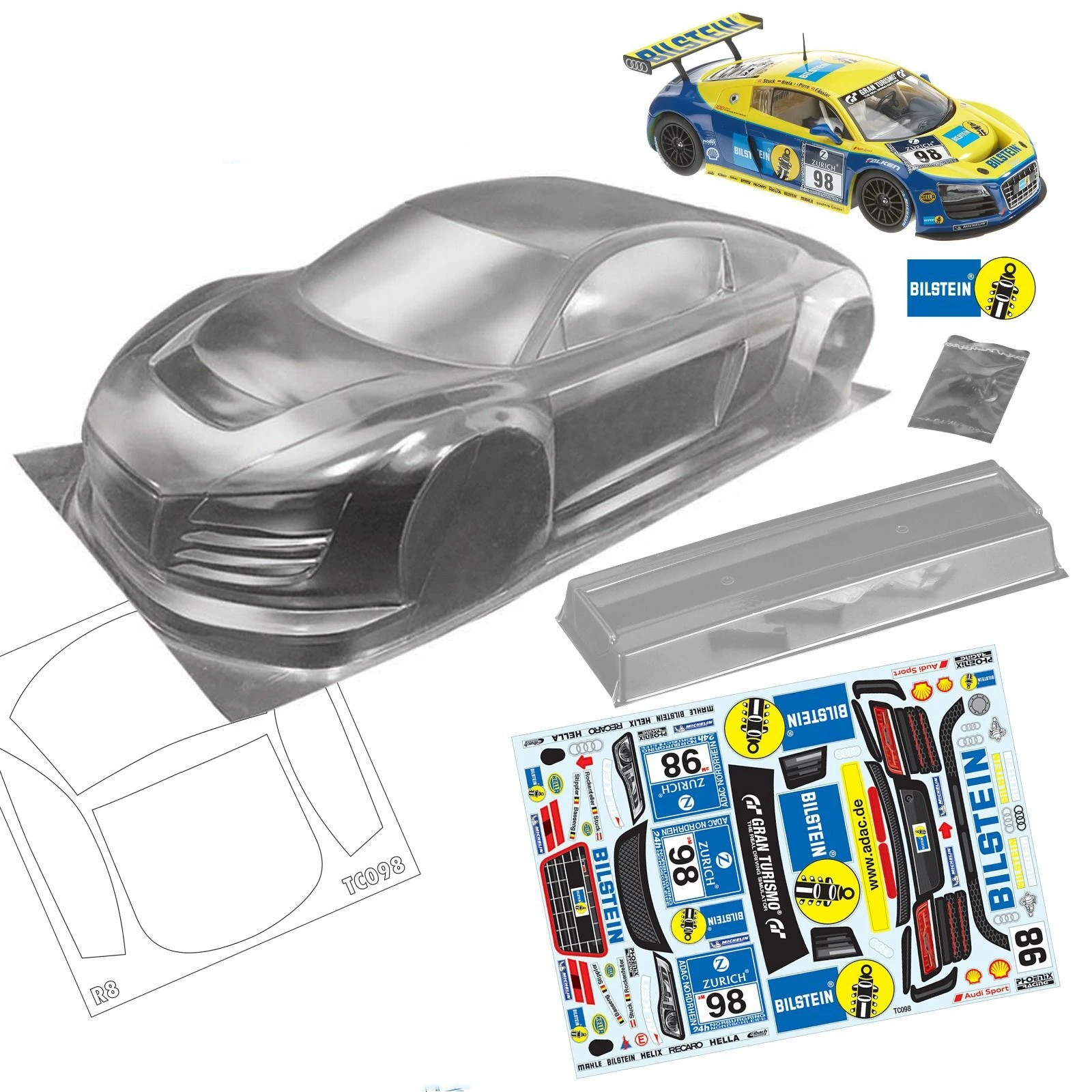 High-quality-R8-Sport-DTM-1-10-drift-RC-PC-body-shell-lampshade-200mm ...