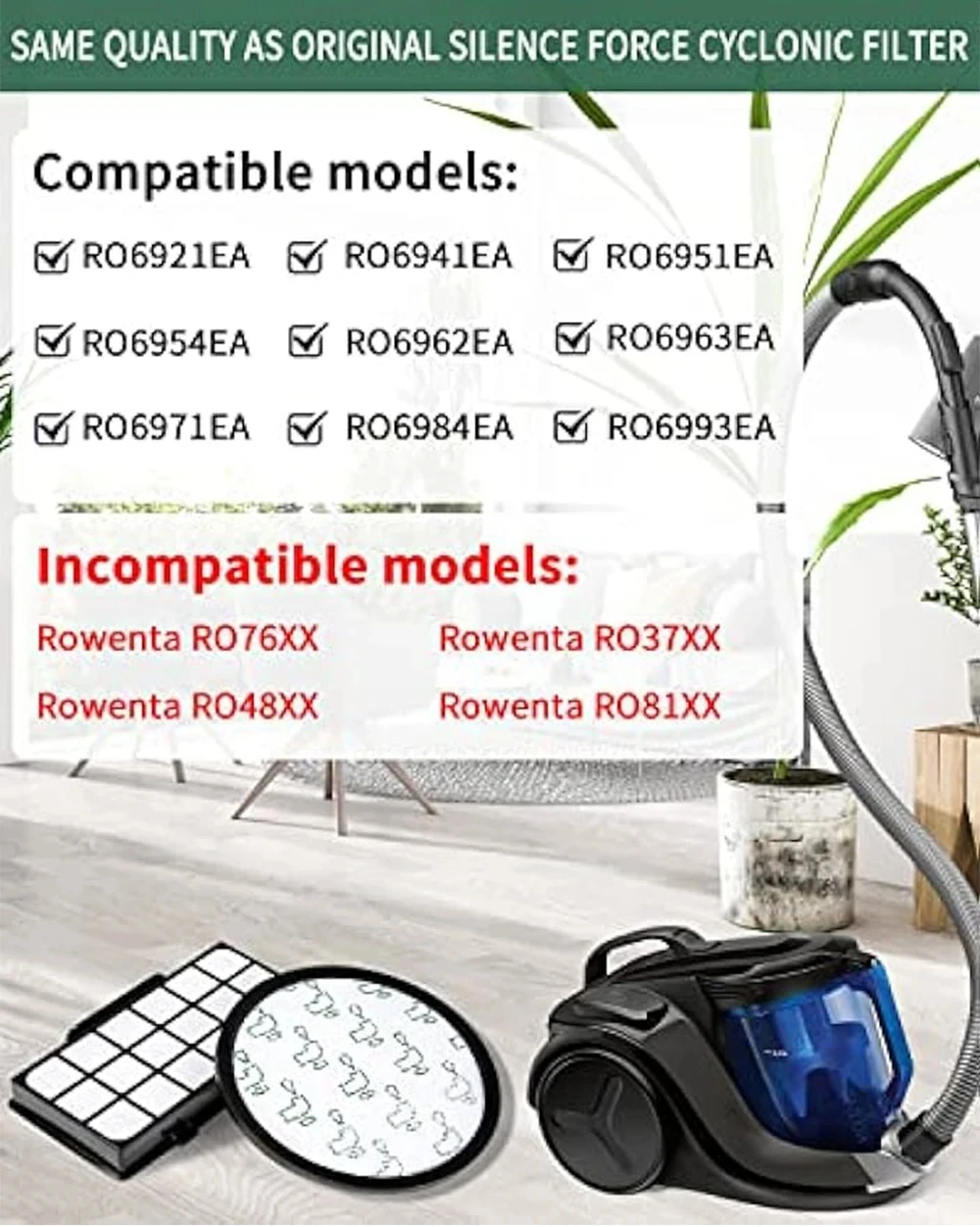 Replacement filters for Rowenta X-Trem Power Cyclonic vacuum cleaner RO6941EA RO6951EA RO6963EA RO6971EA RO6984EA RO6993EA vacuum cleaner accessories