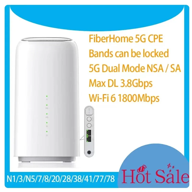 

FIBERHOME 5G LG6121F CPE 5G NR n1/3/5/7/8/20/28/38/40/41/77/78 CELLULAR WIRELESS ROUTER AX1800 QUAD CORE WIFI 6 Home Router