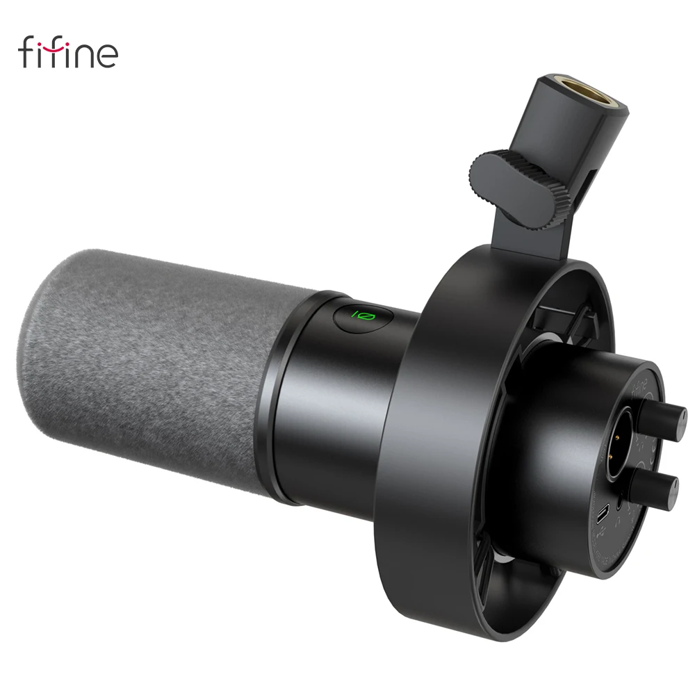 מיקרופון דינמי FIFINE USB/XLR עם תושבת זעזועים, החלפת מגע, ג'ק אוזניות ושליטת עוצמת קול, להקלטת מחשב או כרטיס קול - K688