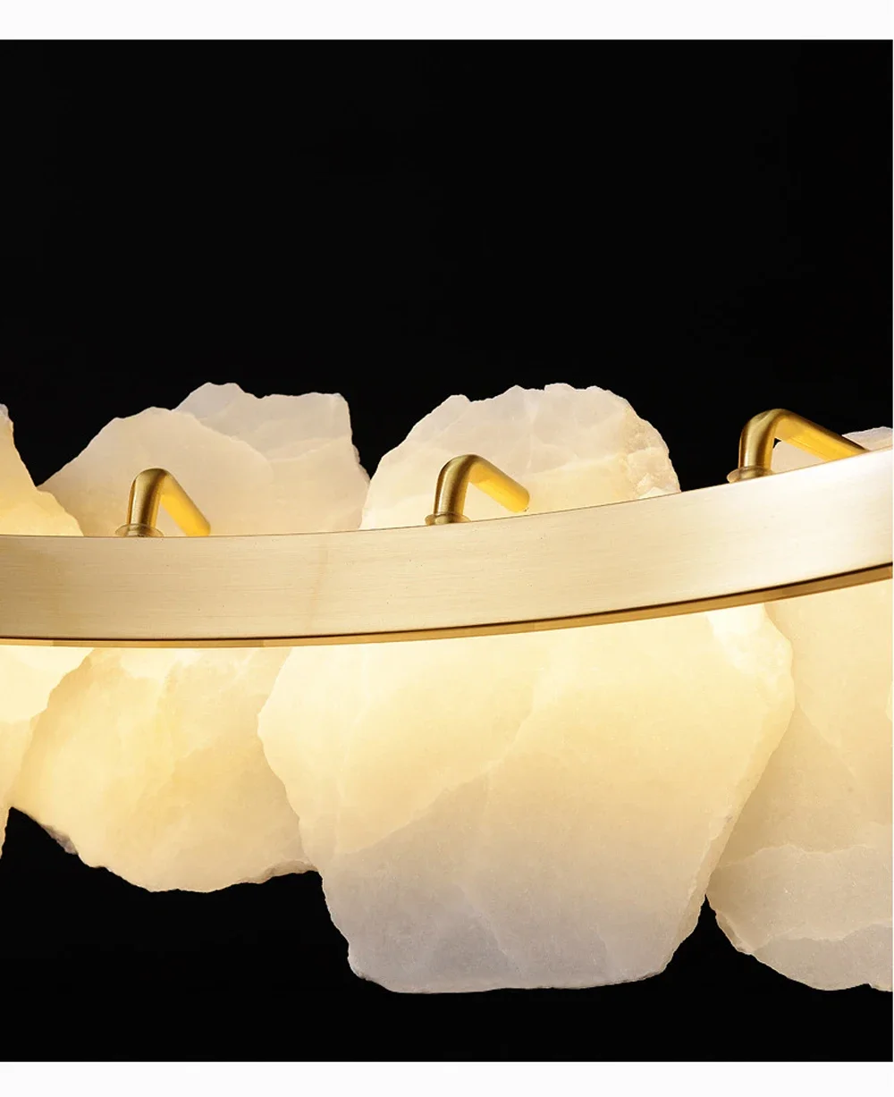 Description Picture 4 of itemLight luxury natural marble living room pendant light all copper modern Chinese style pendant light glossy household hanging