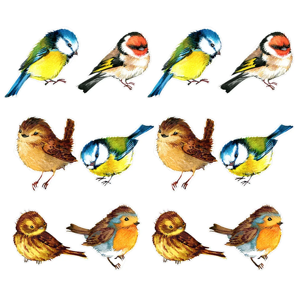 

12 Pcs Stained Glass Static Window Cling Decorative Sticker Decal Non Alert Bird DIY