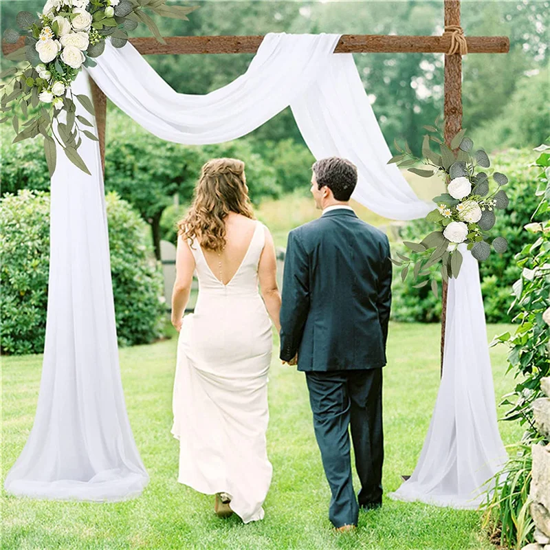 2 Pcs Artificial Wedding Arch Flowers Kit Wedding Flowers Garlands Silk Peony Flower Swag Welcome Sign Floral for Ceremony Party