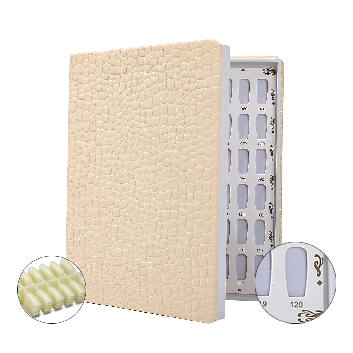 Nail Tip Display Book with Leather Cover and Gel Polish Swatch Holder