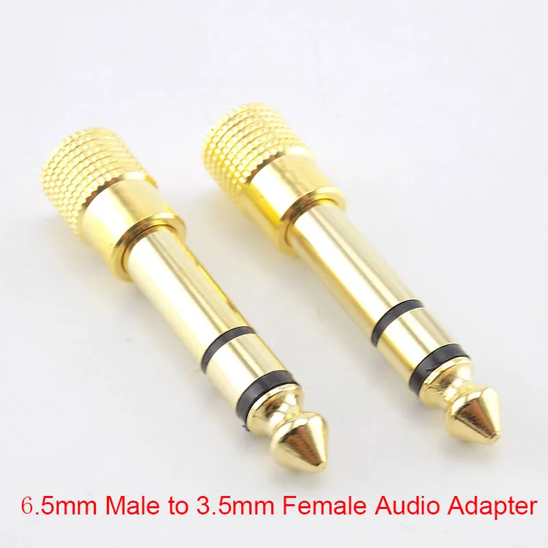 1/2pcs 6.5mm To 3.5mm Male To Female Headphone Stereo Audio Jack Plus Adapter 6.5 3.5 Converter