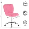 Adjustable Height Office Chairs Polyester Faux Fur Armless Swivel Task Office Chair Computer Armchair White Mid Back Furniture 3