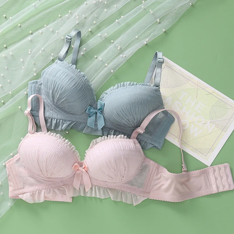 sujetadores sexys Women AB Cup Bra Wireless Gathered Soft V Brassiere Push Up Bralette For Women Lingerie Seamleass Bras Tops 2