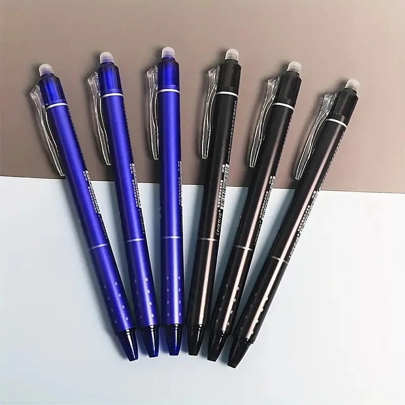 Penne Cancellabili 0.7mm Punta A Proiettile | Set Da 3 Ricaricabili Nero | Inchiostro Asciugatura Rapida Per Studenti