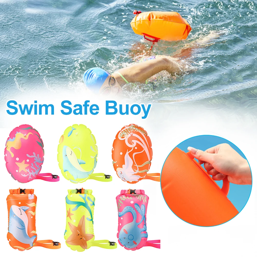 Swim Safe Buoy Inflatable Drift Bag with Waist Belt Lifesaver Float Bag Safety Float Buoy Air Dry for Water Sport Supplies