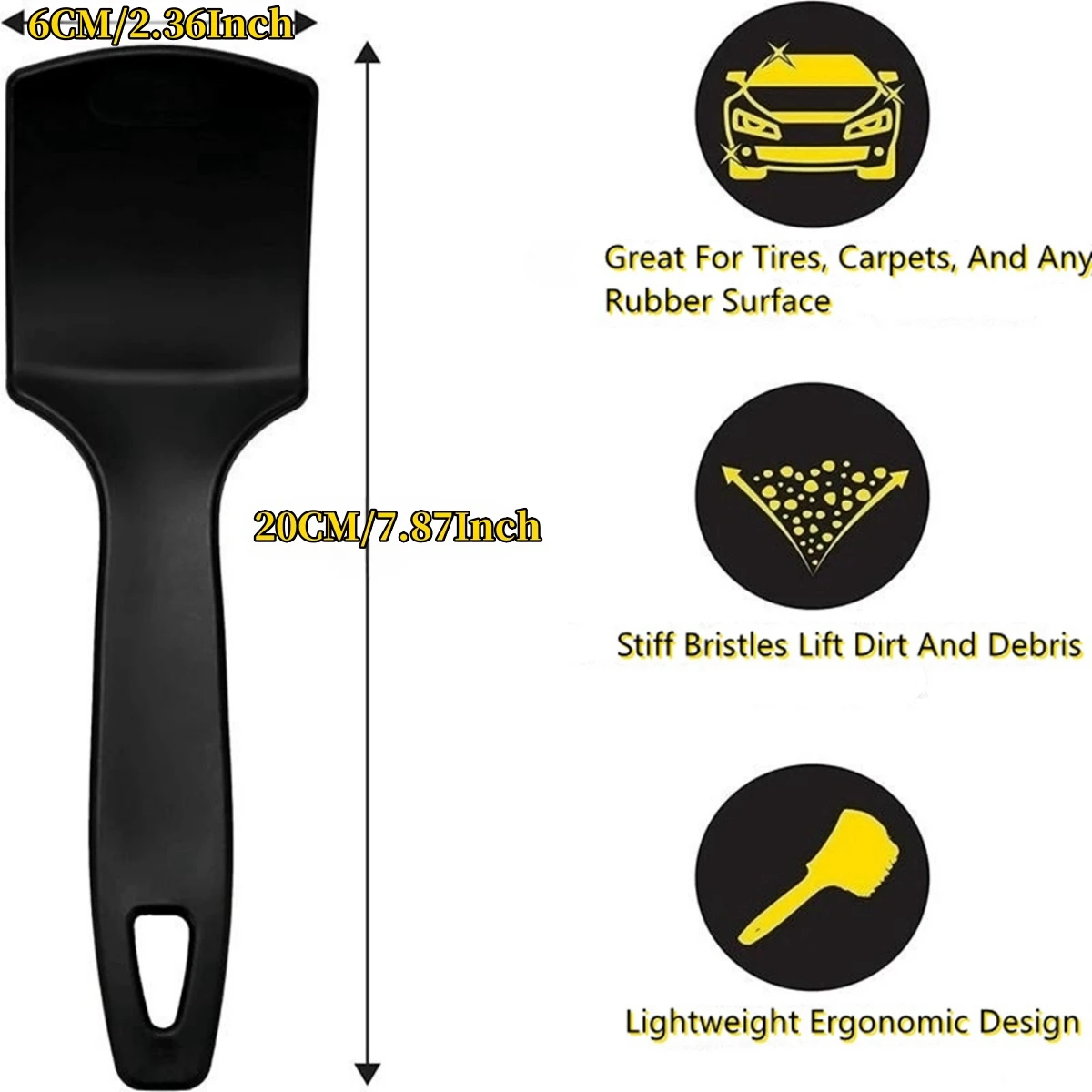 Car Tire Brush Black Bristled Wheel Hub Cleaning Brush Multifunctional Wheel Hub Steel Ring Foot Pad Fabric Cleaning Brush 3