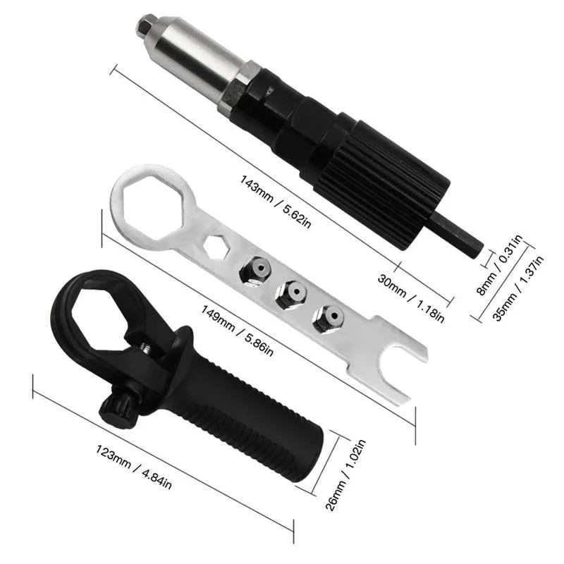 Electric Rivet Gun Drill Adapter Multifunction Rivet Nut Gun Drill Adapter Cordless Riveting Tool Insert Nut Pull Tools