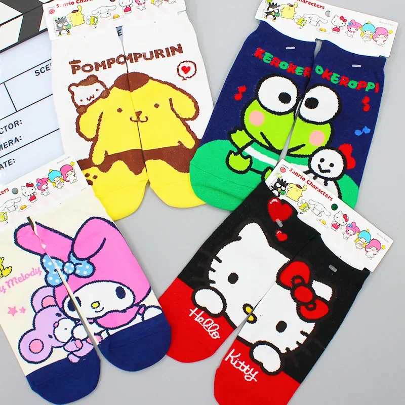 Cartoon Sanrio Kawaii Anime Girl Pure Cotton Home Warm Socks Kuromi Melody Cinnamoroll Warm Casual Socks Girl Gift Adult Sock 2
