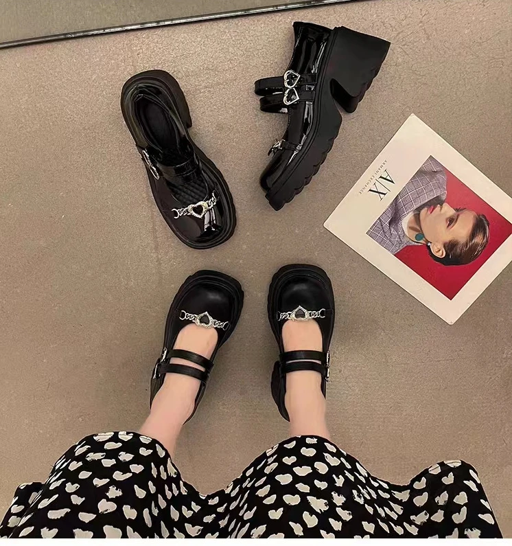 Girlyコルク底シューズ Women Gothic Chunky High Heels Pumps Woman 2025 Spring